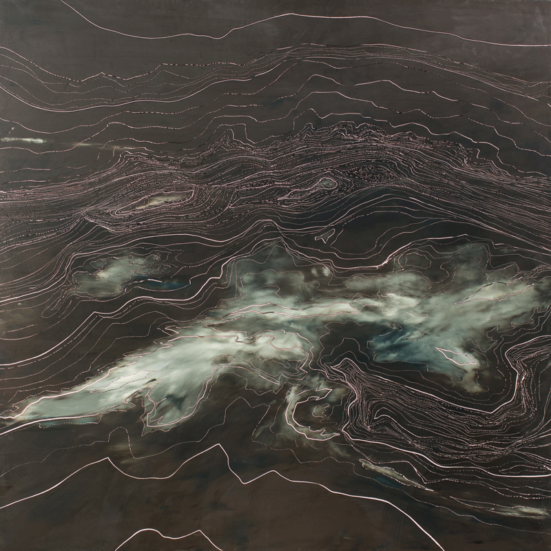 Untitled E; 48"x 48", oil and wax on panel.